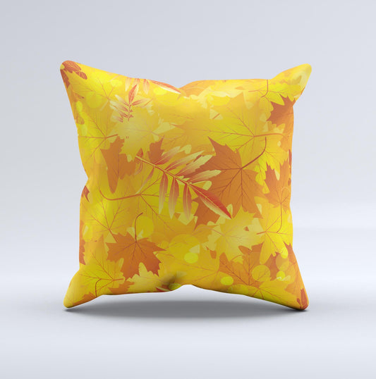 Abstract Fall Leaves Ink-Fuzed Decorative Throw Pillow